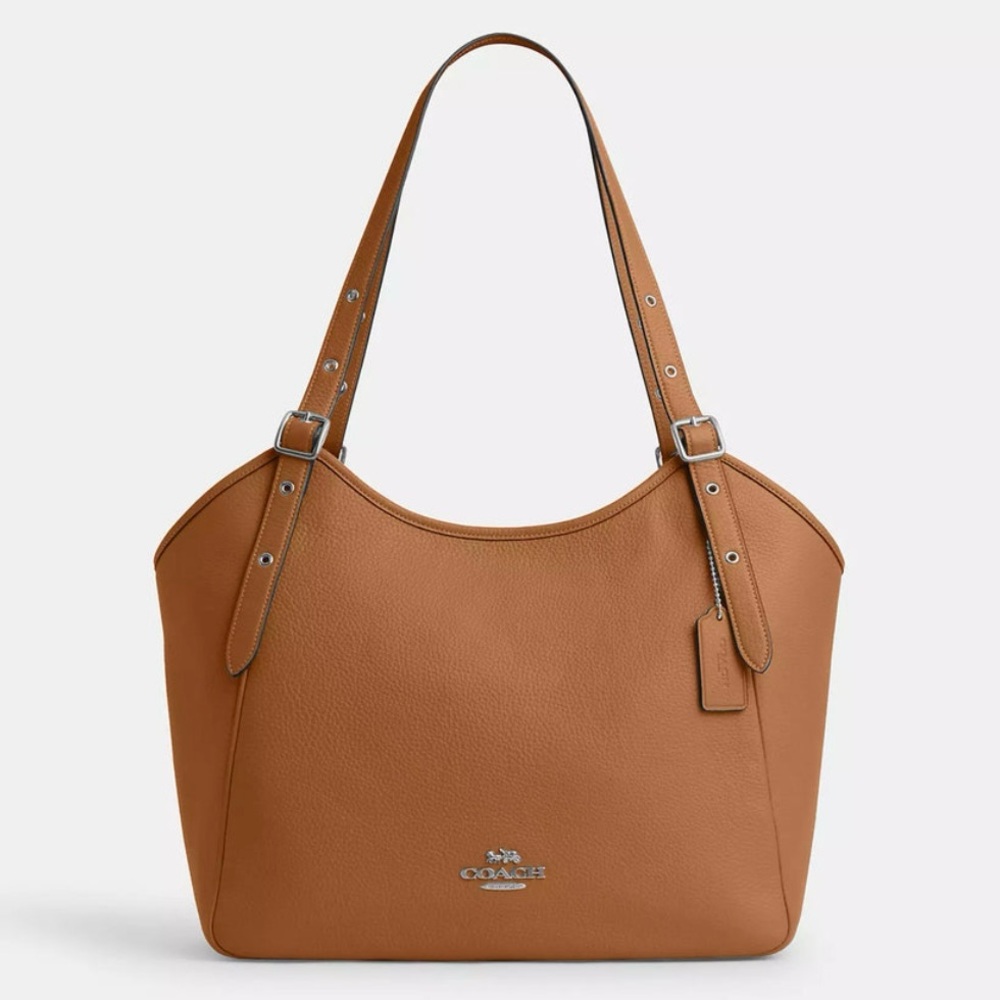 COACH Leather Meadow Shoulder Bag, Light Saddle Brown, Silver Hardware NWT!